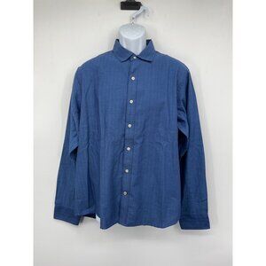 Izod Saltwater Relaxed Classics Blue Button-Up Shirt L Made In Egypt